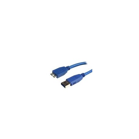 Câble usb v3.0 A mâle vers micro B mâle bleu 90cm