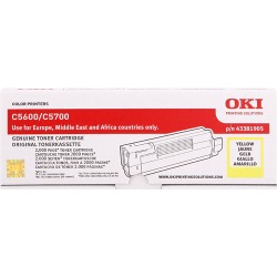 Toner laser Oki 43381905, toner jaune pour imprimante Oki C5600, 5600dn, 5600n, 5700dn, 5700n - Negocieplus.com