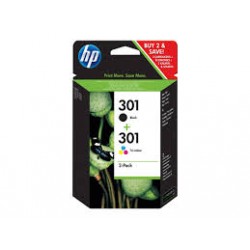 HP 301 - Pack de 2 cartouches originales - 1 noire, 1 couleurs (cyan, magenta, jaune)