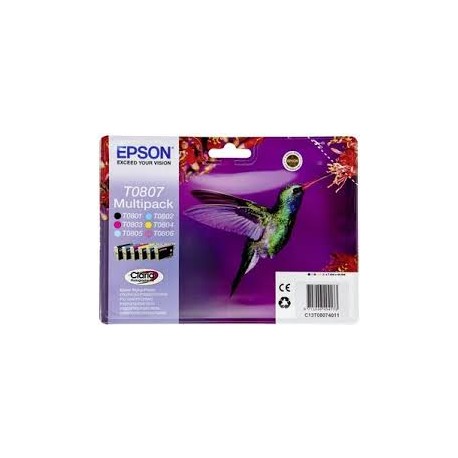 EPSON T0807 Colibri  Multipack d'origine Noir, Cyan, Magenta, Jaune, Cyan clair, Magenta clair