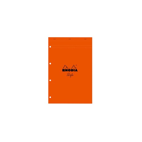 Rhodia N°20 Bloc Agrafes Perforé 80 Feuilles - Petits carreaux 5x5- Format A4+ Orange