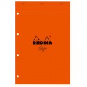 Rhodia N°20 Bloc Agrafes Perforé 80 Feuilles - Petits carreaux 5x5- Format A4+ Orange