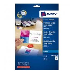 Avery 75 Cartes de Correspondance 210x99mm - Jet d'Encre - Mat - Blanc
