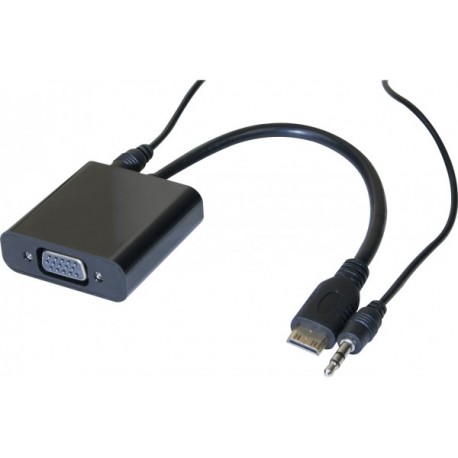 Convertisseur mini HDMI vers VGA + audio - 20CM