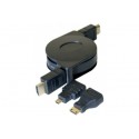 Cordon HDMI®HighSpeed Ethernet enroulable + adapt mini/micro