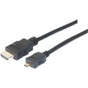 Cordon HDMI haute vitesse avec ethernet micro HDMI 1,00m