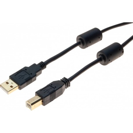 Cordon usb 2.0 a / b or + ferrites noir - 3,0 m