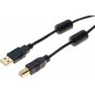 Cordon usb 2.0 a / b or + ferrites noir - 3,0 m