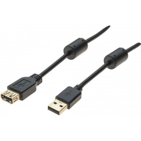 RALLONGE USB 2.0 A / OR + FERRITES NOIRE - 5,0 m