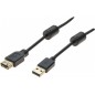 RALLONGE USB 2.0 A / OR + FERRITES NOIRE - 5,0 m