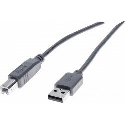 Cordon éco USB 2.0 type A /B gris - 1,0 m