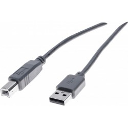 Cordon éco USB 2.0 type A /B gris - 3,0 m