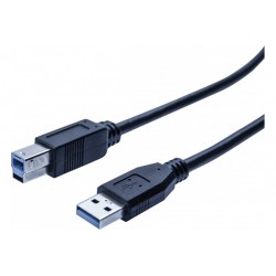 Cordon éco USB 3.0 type A / B noir - 2,0 m