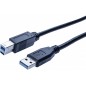 Cordon USB 3.0 type A / B noir - 1,8 m