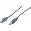 Cordon USB 2.0 A / B gris - 3,0 m