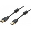 Rallonge USB 2.0 type A / B  avec ferrites noire - 1,0 m