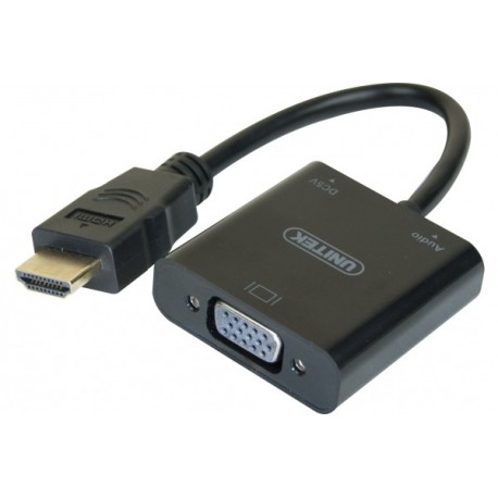 Convertisseur noir HDMI vers VGA+audio -15CM