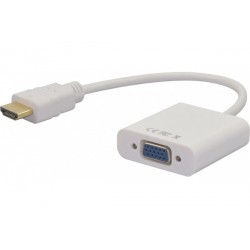 Convertisseur blanc HDMI®  vers vga + audio avec alim USB  (jack)