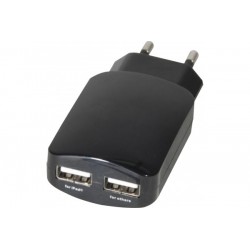 Chargeur secteur usb 2 ports 3,1 ampères noir