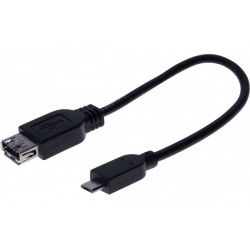 Cordon OTG USB 2.0 micro B / type A (male-femelle) noir - 0,21m