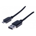 Cordon USB 2.0 type A / micro A noir - 1,8 m