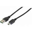 Cordon usb 2.0 a reversible / mini 5 p 2,0 m