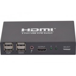 Kvm switch HDMI 4K2K / USB 2.0 - 2 ports avec câbles