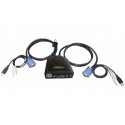Mini KVM  2 ports VGA/USB + Audio avec câbles intégrés