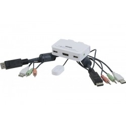 Switch KVM DisplayPort/USB/audio 2 ports cables intégrés