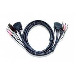 Aten 2L-7D03UD cordon KVM DVI/USB/Audio Dual Link - 3M