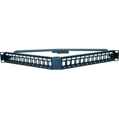 DEXLAN Panneau 1U angulaire 24 ports UTP keystone avec supp cables