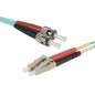 Jarretière optique duplex multimode OM3 50/125 LC-UPC/ST-UPC aqua - 20 m
