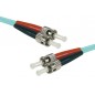 Jarretière optique duplex multimode OM3 50/125 ST-UPC/ST-UPC aqua - 1 m