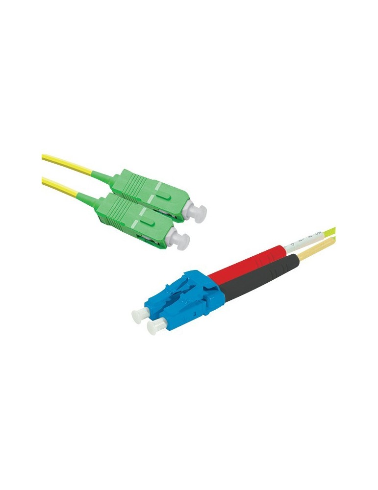 Elfcam Glasvezelkabel LC/APC Naar SC/UPC – 2m OS2 Simplex, Wit, Voor FTTH En Snelle Internetverbinding