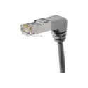 Cordon RJ45 catégorie 6A S/FTP coudé bas gris - 0,3 m