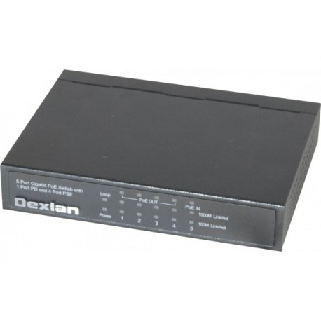 Dexlan Gigabit PoE : 1 entrée POE+ /4 sorties PoE budget 65W