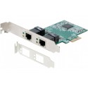 Dexlan Carte PCIe 1x DOUBLE RJ-45 Gigabit + Low Profile