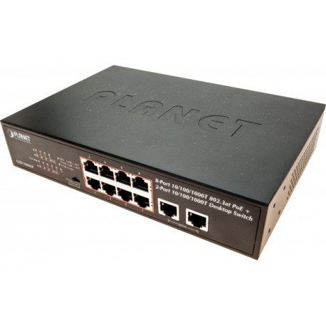 Planet GSD-1008HP switch 10" 10P gigabit dont 8 PoE+ 120W