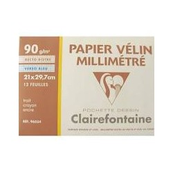 Clairefontaine - 96554 - Pochette de 12 Feuilles de Papier Millimétré