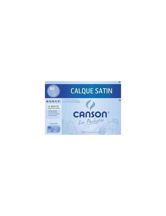 CANSON Pochette de 12 feuilles papier calque satin 90g 24x32cm Ref 2772