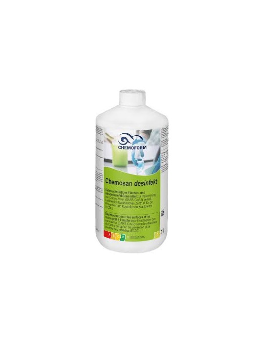EDENEA Chemosan - Desinfectant des Mains Et Surfaces Ménagères Et Industrielles - Le bidon de 1L - Prêt à l'emploi