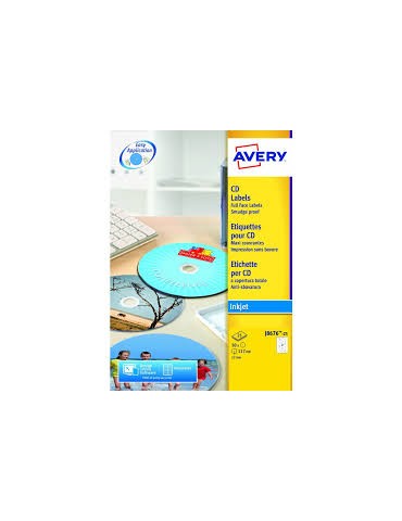 AVERY - Pochette de 50 étiquettes CD autocollantes, Maxi couvrantes, Personnalisables et imprimables