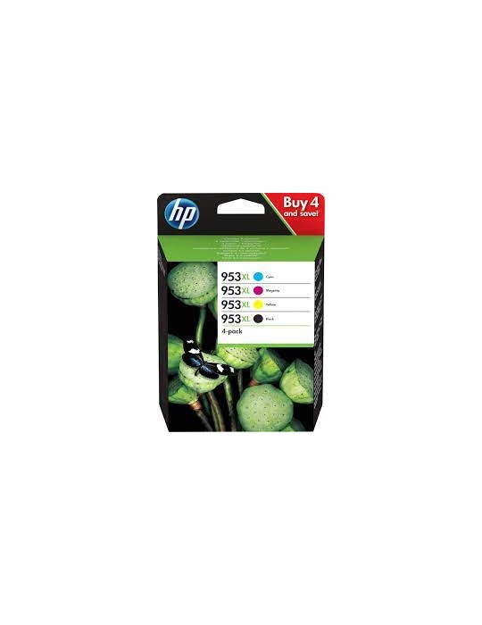 HP 953XL Pack de 4 Cartouches d'Encre Noir/Cyan/Magenta/Jaune Haute Capacité Authentiques