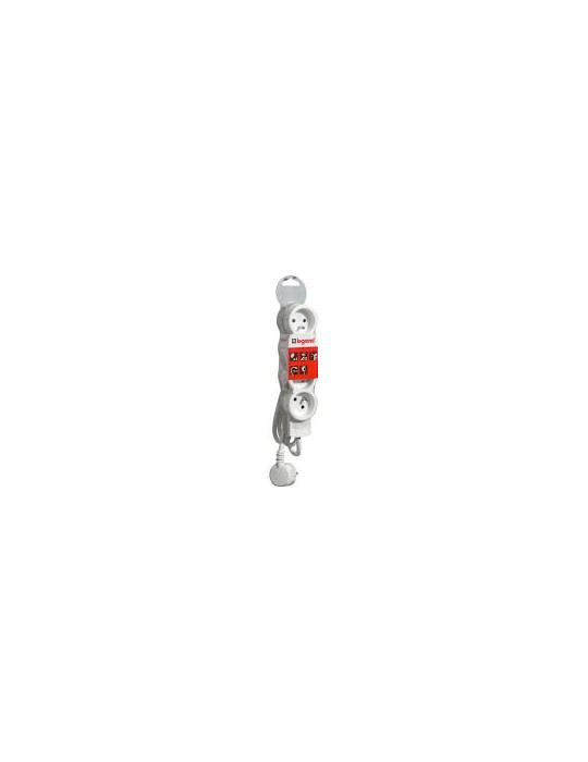 Legrand 050051 Rallonge Multiprise 3 Prises de Courant avec Cordon 1.5m, 2P+T, 16A, 230V, Blanc et Gris