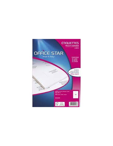 OFFICE STAR - Boite de 1400 étiquettes autocollantes multi-usages, Personnalisables et imprimables, Format 99,1 x 38,1 mm