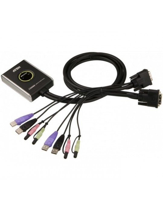 Aten CS682 switch KVM 2 ports DVI/USB/Audio Câbles intégrés