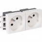 REHAU PRISE ELECTRIQUE DOUBLE 2P+T 45x45 BLANC