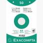 EXACOMPTA 12608E Paquet 50 fiches sous film - bristol quadrillé 5x5 perforé 148x210mm Blanc