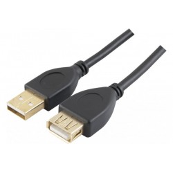 Rallonge USB 2.0 a / a or + Ferrites Noire - 1.5m