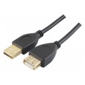 Rallonge USB 2.0 a / a or + Ferrites Noire - 1.5m